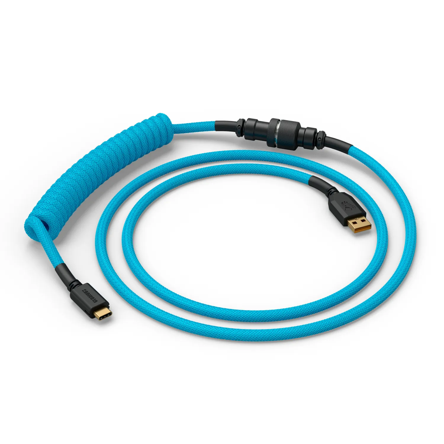 Glorious GMMK Coiled USB-A - USB-C -kaapeli, 1.4m, Electric Blue