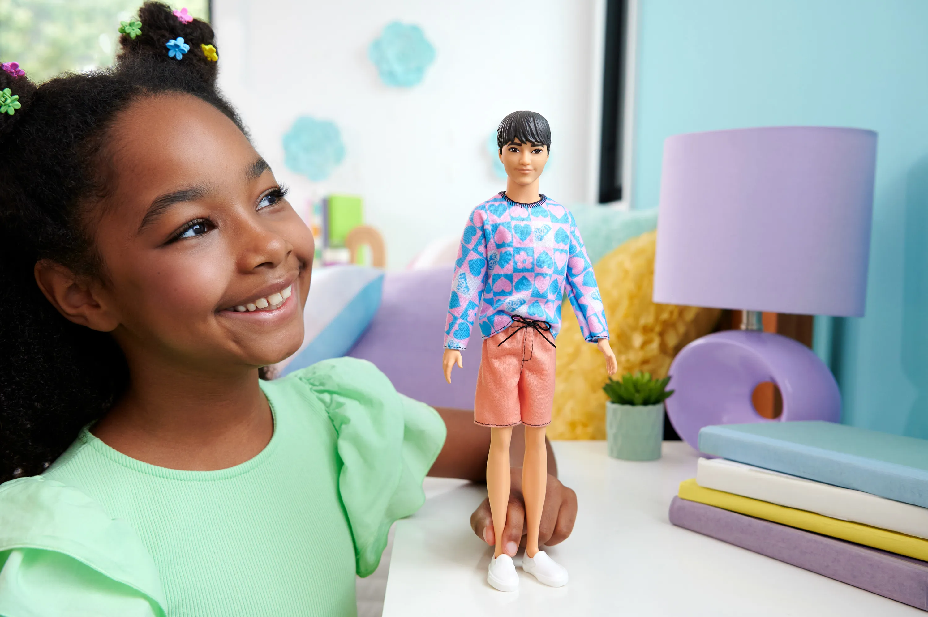 Mattel Barbie Fashionistas Ken doll with blue and pink sweater