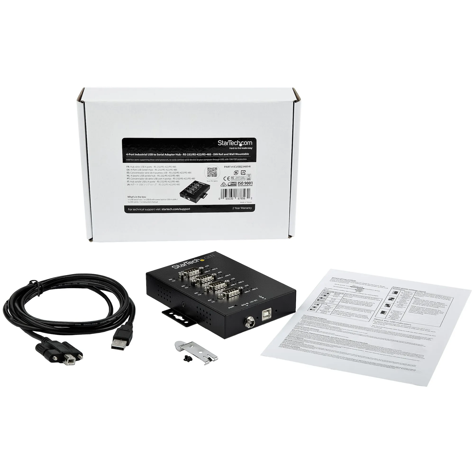 STARTECH.COM USB to RS-232/422/485 Serial Adapter - 4 Port - 15 kV ESD Protection - USB to Serial Adapter - USB to Serial Hub