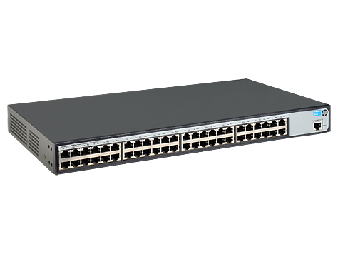 HPE Office Connect 1620-48G Switch (JG914A) smart web browser managed switch with 48x RJ-45 autosensing 10/100/1000 ports. Supports VLANs, QoS, and IGMP snoopin
