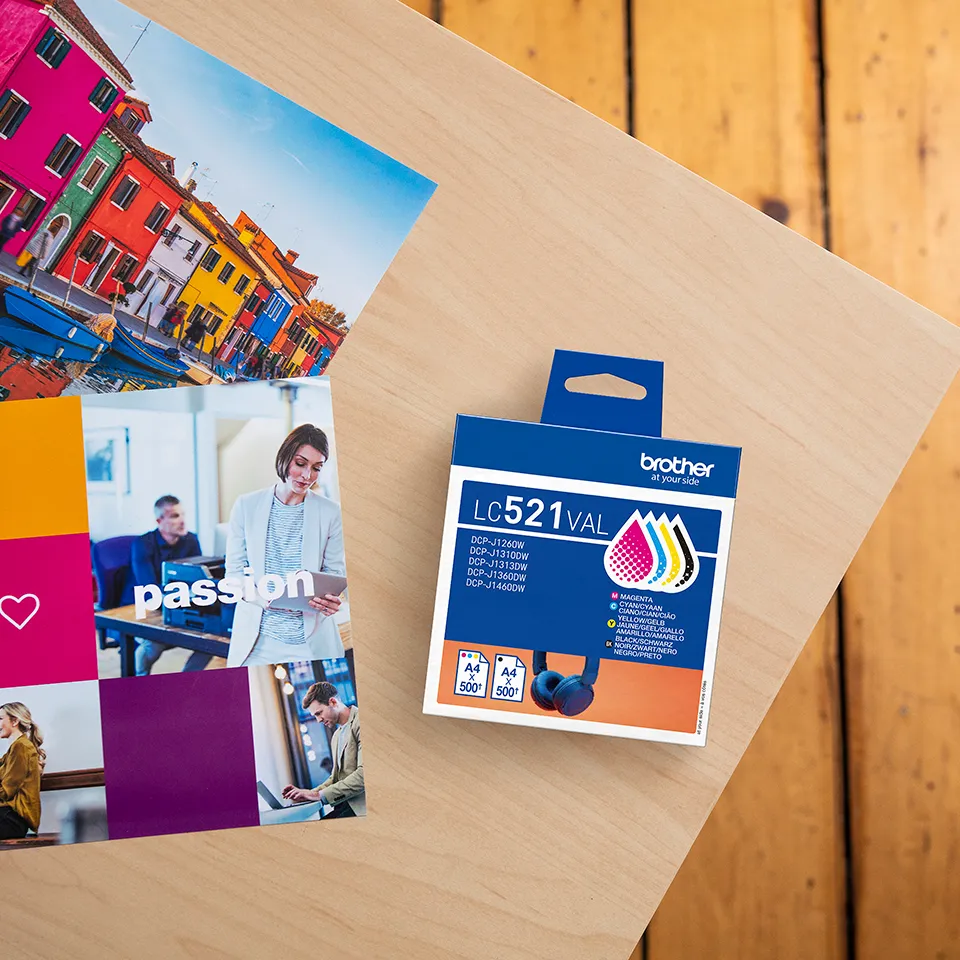 Brother LC521VAL kit med bl&auml;ckpatroner, svart, cyan, magenta, gul, 4 st