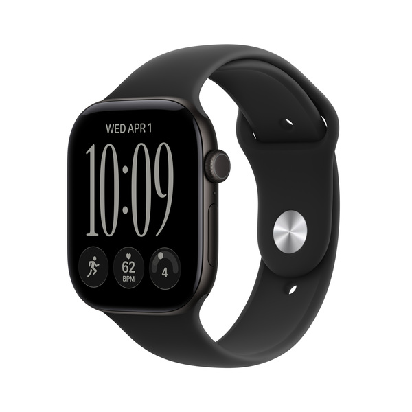 Apple Watch Series 12 (GPS) 46 mm aluminiumboett svart med sportband svart, S/M