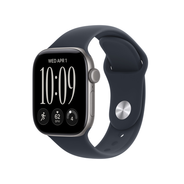 Apple Watch Series 12 (GPS + Cellular) 42 mm aluminiumboett rymdgr&aring; med sportband marinbl&aring;, S/M