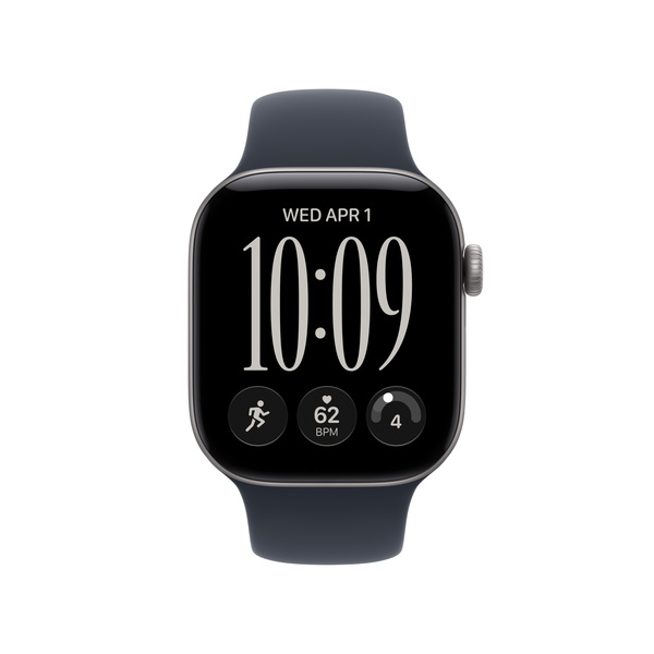 Apple Watch Series 12 (GPS + Cellular) 42 mm aluminiumboett rymdgr&aring; med sportband marinbl&aring;, S/M