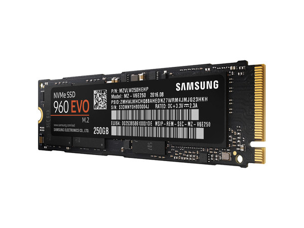 Samsung 250GB 960 EVO, PCI Express 3.0, 3200/1500 MB/s -SSD-levy