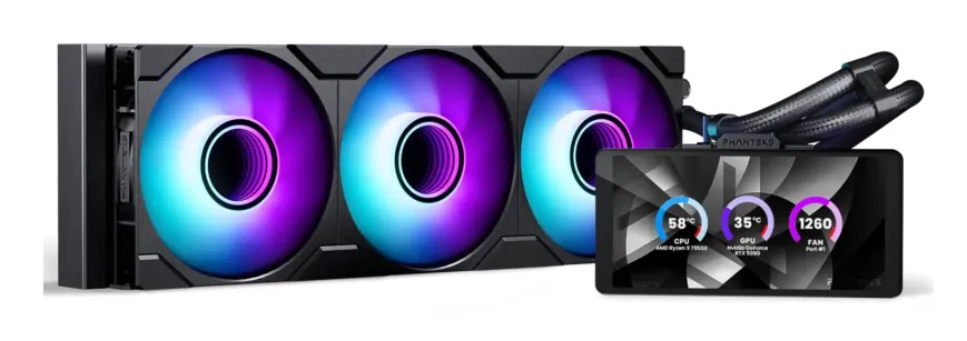 Phanteks Glacier One 360M25G2 360 mm All-in-One Liquid Processor Cooler with 6-inch LCD - Black