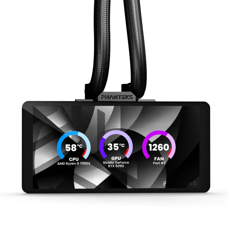 Phanteks Glacier One 360M25G2 360 mm All-in-One Liquid Processor Cooler with 6-inch LCD - Black