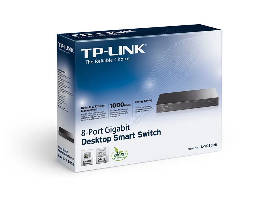 TP-LINK Nätverksswitch  8x10/100/1000Mbps RJ45, VLAN, QoS, IGMP,