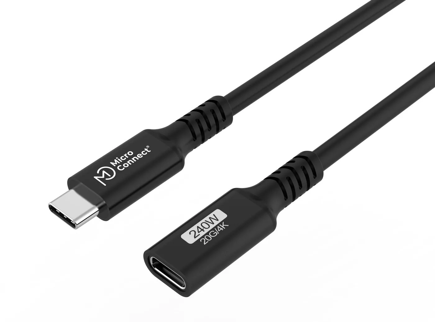 MicroConnect USB-C extension cable, 100W, 1 m, Black