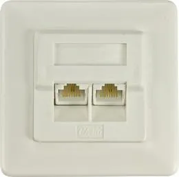 DELTACO suojaamaton pinta-asennettava seinärasia, 2xRJ45, Cat6, valko