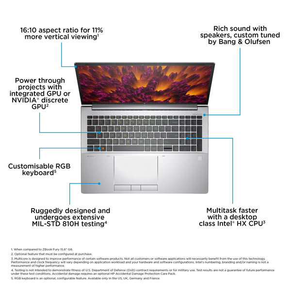 HP ZBook Fury 16 G10 16" i9-13950HX, 64 Gt, 2,51 TB SSD, Win 11 Pro -kannettava, Hopea
