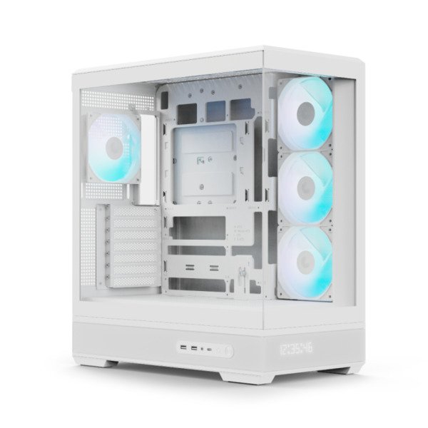 AeroCool P500B Digi Midi-Tower Case with window and RGB lighting, White