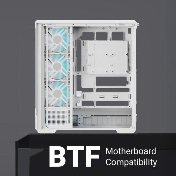 AeroCool P500B Digi Midi-Tower Case with window and RGB lighting, White