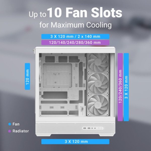 AeroCool P500B Digi Midi-Tower Case with window and RGB lighting, White