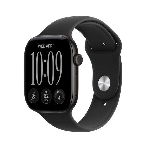 Apple Watch Series 12 (GPS) 46 mm aluminiumboett svart med sportband svart, S/M