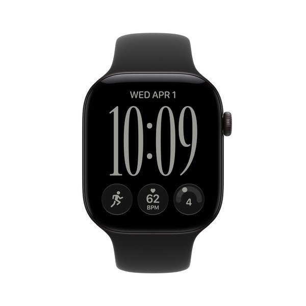 Apple Watch Series 12 (GPS) 46 mm aluminiumboett svart med sportband svart, S/M