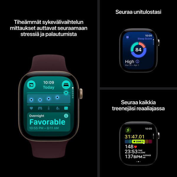 Apple Watch Series 12 (GPS) 46 mm aluminiumboett svart med sportband svart, S/M