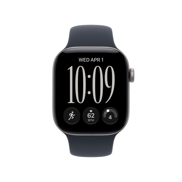 Apple Watch Series 12 (GPS + Cellular) 42 mm aluminiumboett rymdgr&aring; med sportband marinbl&aring;, S/M