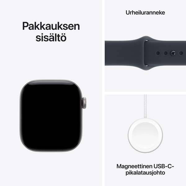 Apple Watch Series 12 (GPS + Cellular) 42 mm aluminiumboett rymdgr&aring; med sportband marinbl&aring;, S/M
