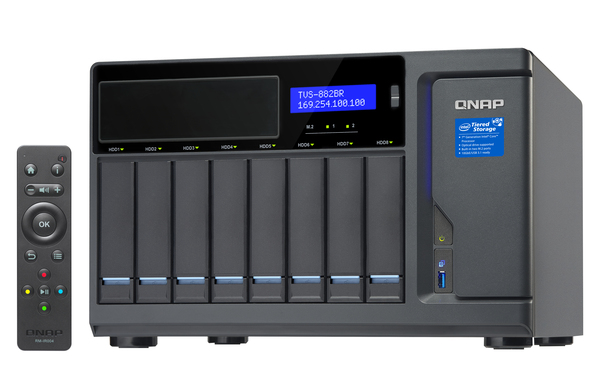 QNAP TVS-882BR-i7-32G 8-bay NAS 1 x5.25 SATA optical drive bay Core i7-7700 3.6 GHz 32GB RAM 4-LAN iSCSI RAID