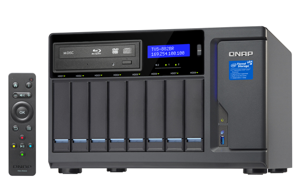 QNAP TVS-882BR-i7-32G 8-bay NAS 1 x5.25 SATA optical drive bay Core i7-7700 3.6 GHz 32GB RAM 4-LAN iSCSI RAID