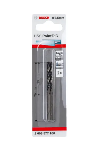 Bosch PointTeQ High-Speed Steel Twist Drill Bit, 3.5 mm, Cylindrical Shank