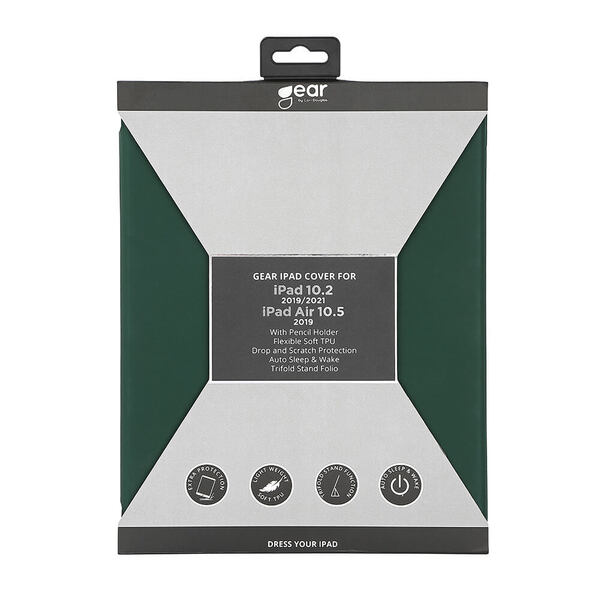 GEAR Tablet Cover Soft Touch Green iPad 10.2" 19/20/21 & iPad Air 10.5" 2019
