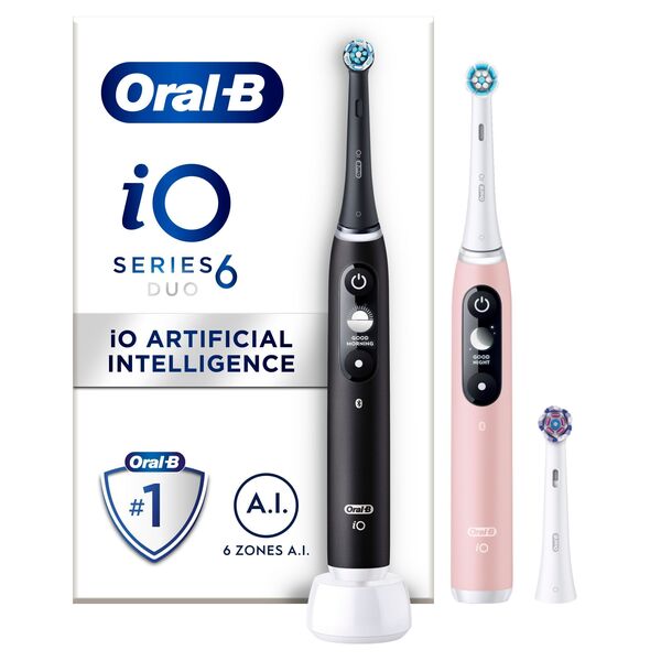Oral-B iO 6 Duo Pack - eltandborste, 2 st, Black Lava/Pink Sand