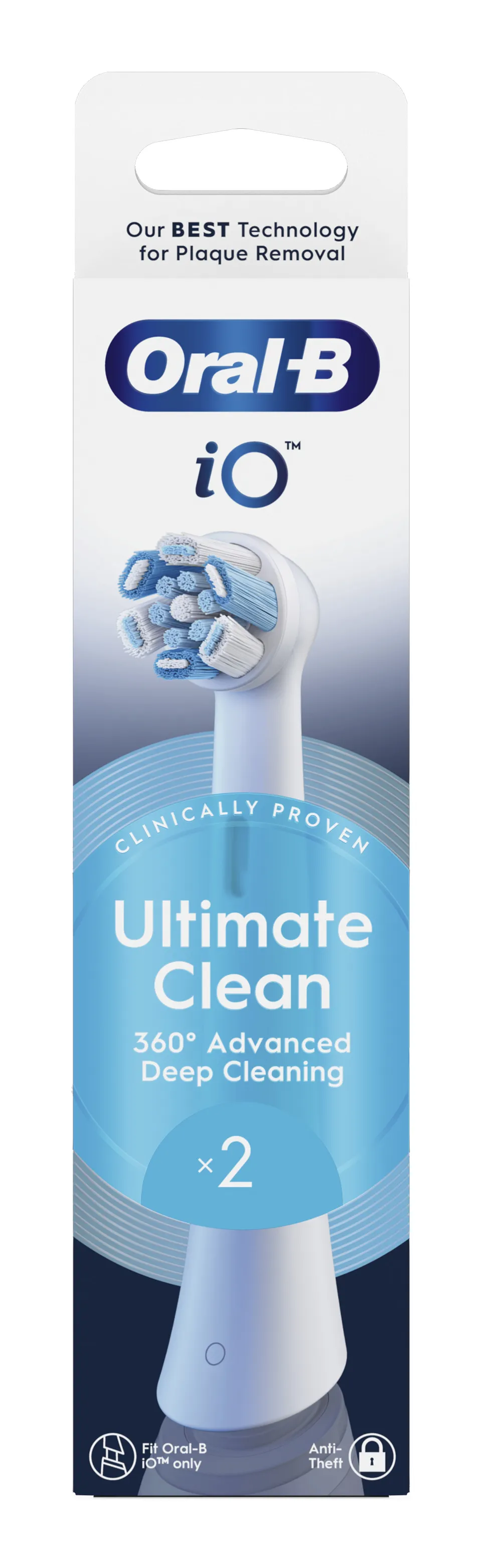 Oral-B iO Ultimate Clean Hammasharjan vaihtopää, 2 kpl, Valkoinen