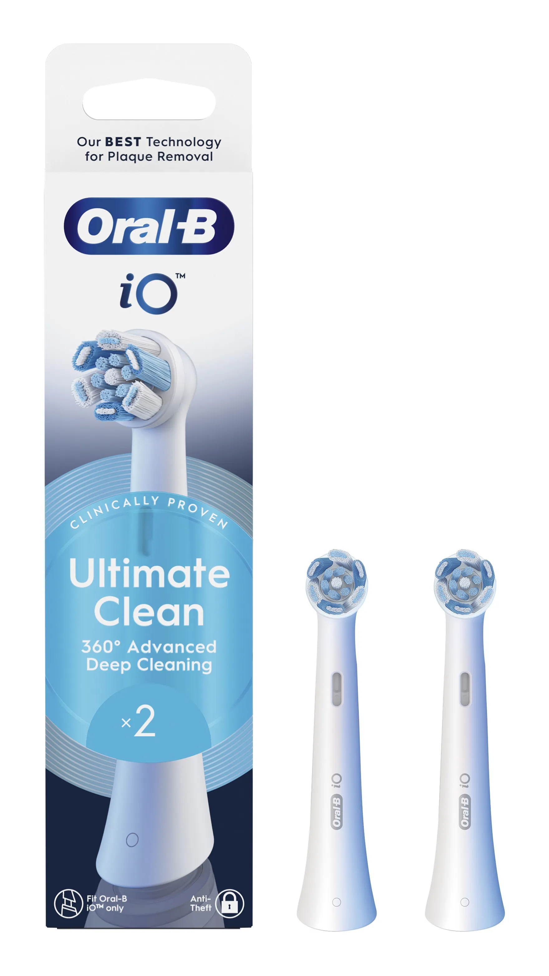 Oral-B iO Ultimate Clean Hammasharjan vaihtop&auml;&auml;, 2 kpl, Valkoinen