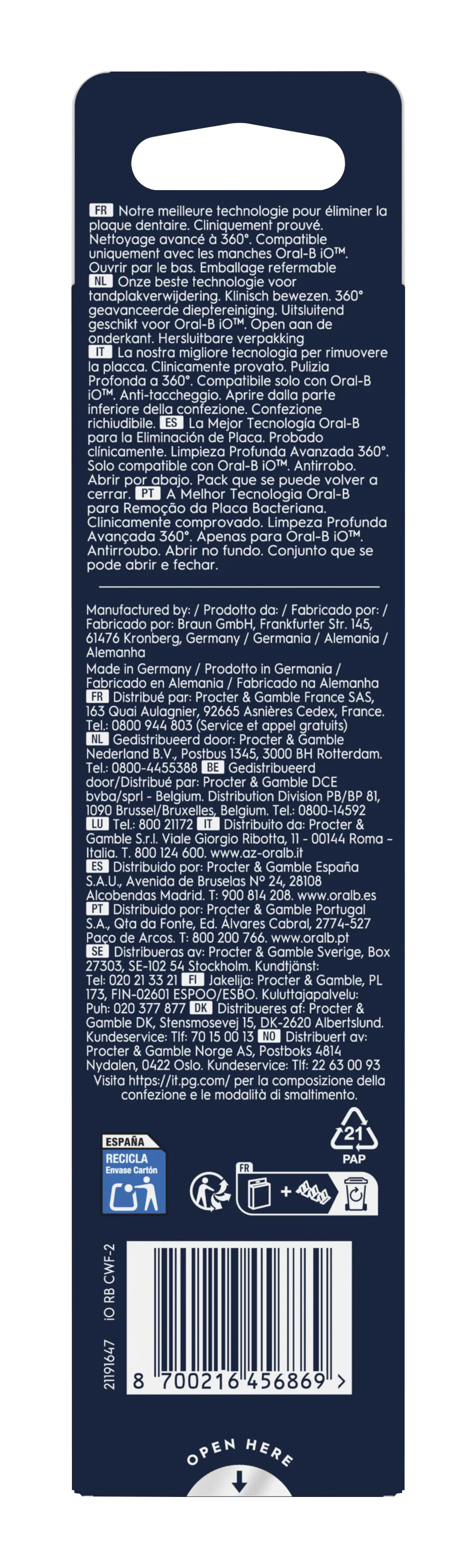 Oral-B iO Ultimate Clean 2 pcs Replacement Toothbrush Heads, White