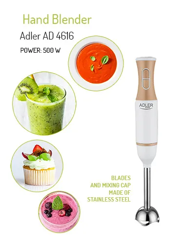 Adler AD 4616 500 W -sauvasekoitin, valkoinen