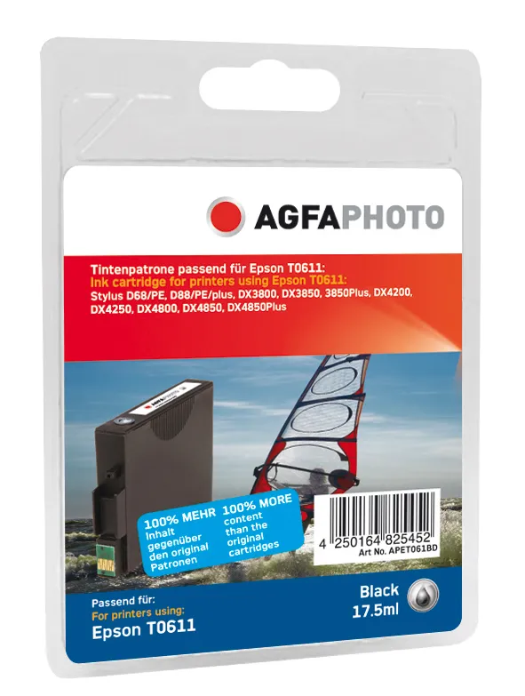 AgfaPhoto APET061BD -mustekasetti, 17.5 ml, musta
