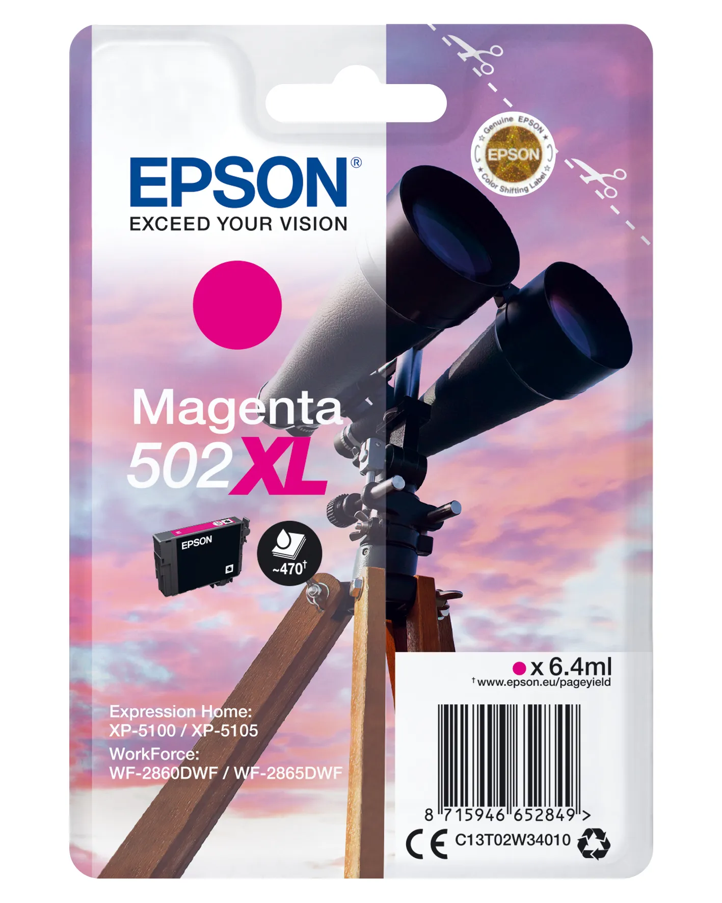 Epson 502XL-mustekasetti, 6,4 ml, magenta