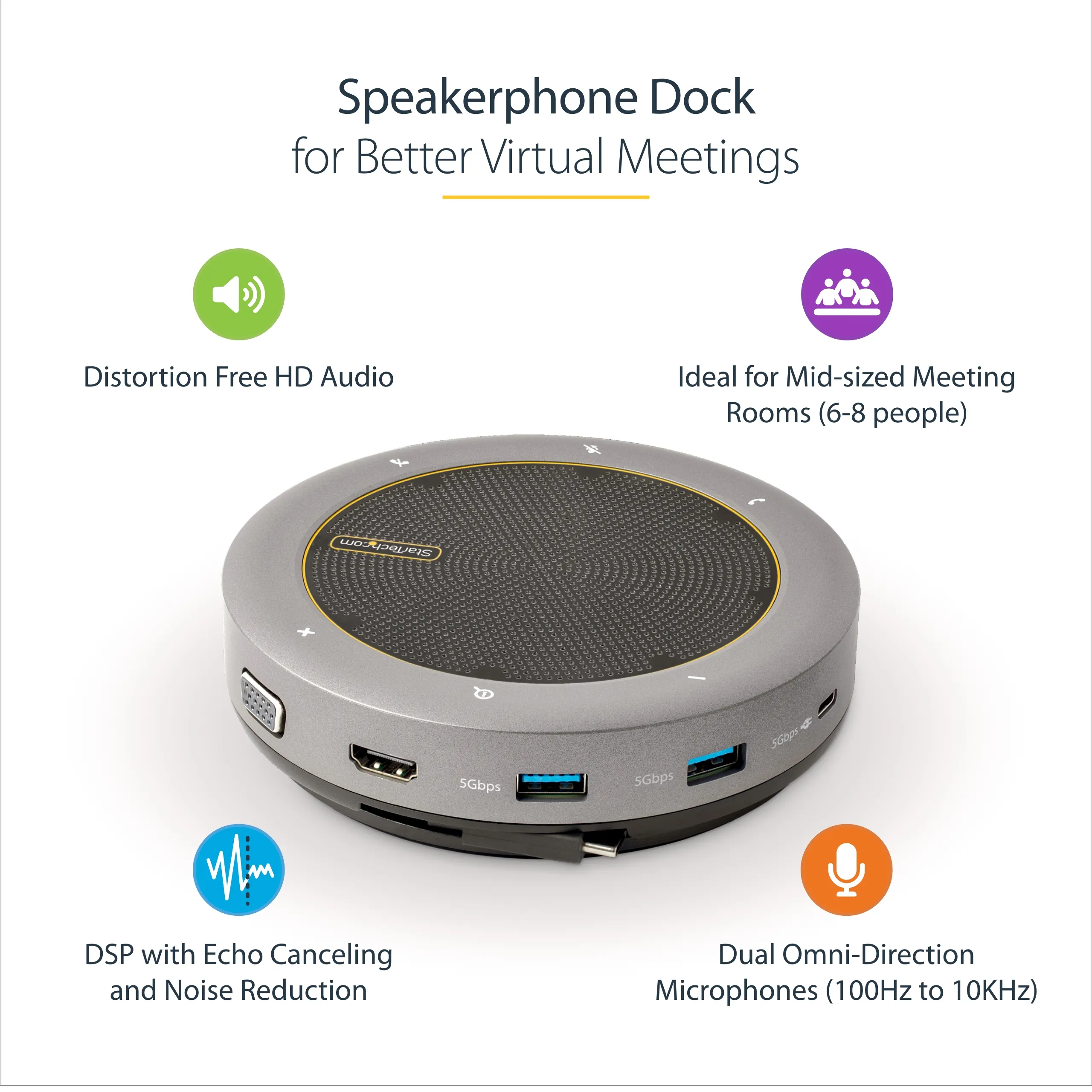 StarTech USB-C Mini Dock Wired Conference speaker, Grey