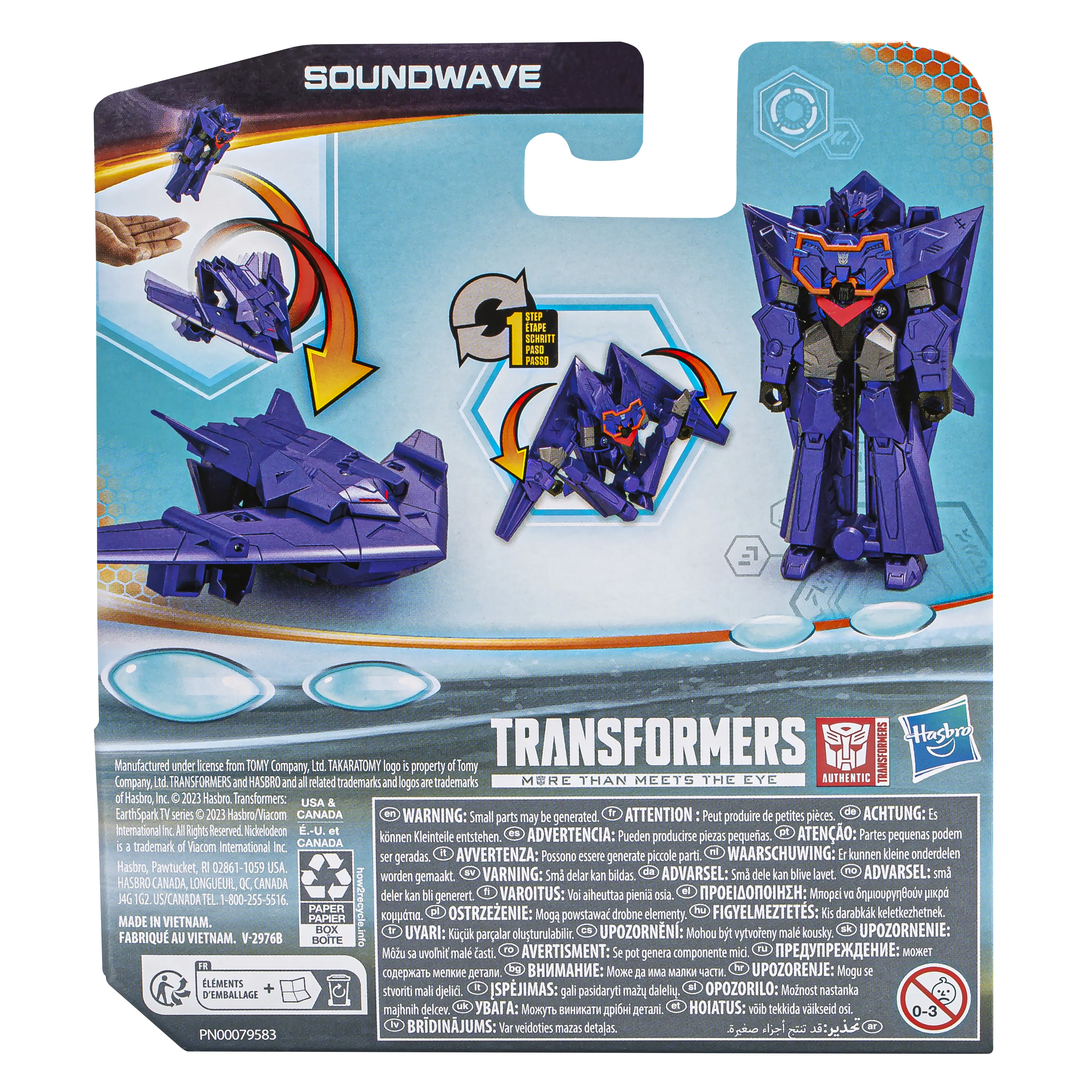Hasbro Transformers EarthSpark 1-Step Flip Changer Soundwave Toy Figure (10 cm Tall)