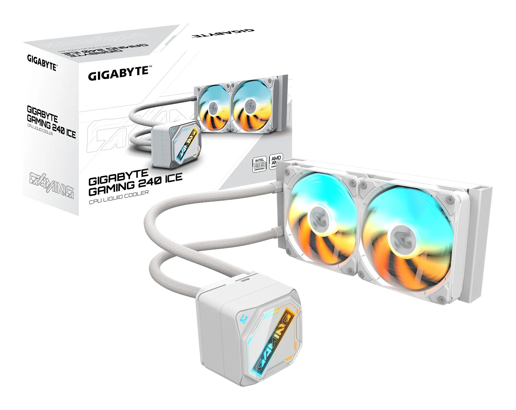 GIGABYTE GAMING 240 ICE 240mm ARGB v&auml;tskekylare, vit