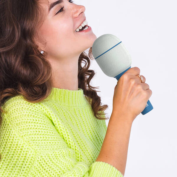 MOB Groovy 2.0 Wireless, Bluetooth Karaoke Microphone with Integrated Speaker, Blue