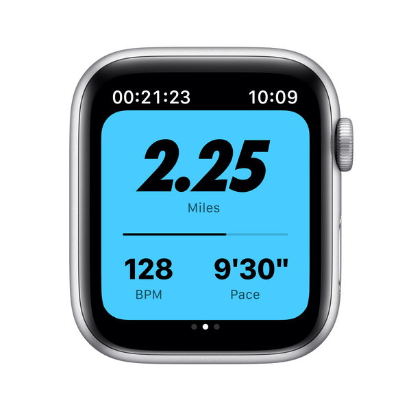 Apple Watch Nike Series 6 GPS + Cellular, 44mm Silver Aluminium Case with Pure Platinum/Black Nike Sport Band - Regular