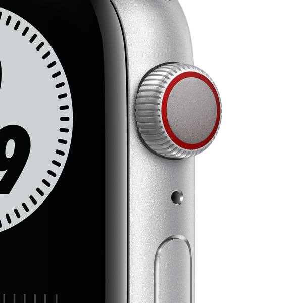 Apple Watch Nike Series 6 GPS + Cellular, 44mm Silver Aluminium Case with Pure Platinum/Black Nike Sport Band - Regular