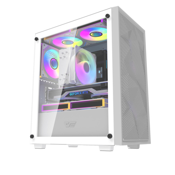 DARKFLASH M305 Mesh Micro-ATX Case with window, White