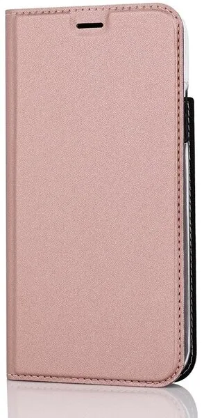 Wave Book Case ruusukultainen suojakotelo Realme 8 Pro, Realme 8 puhelimelle. Magneettisulkuinen kansi, korttipaikat RFID suojauksella ja läpinäkyvä muovikelkka