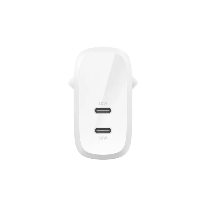 DUAL 30W USB-C WALL CHARGER PD 60W WHT