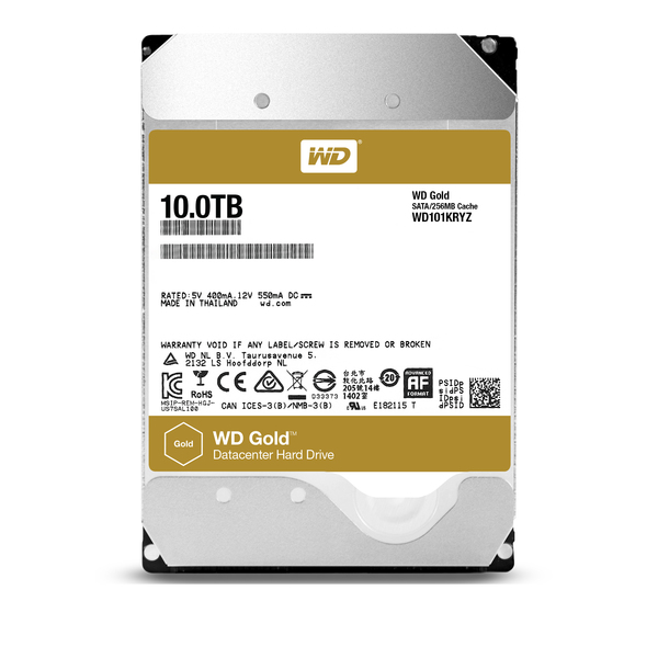 Western Digital 10TB Gold, 3,5", SATA, 7200rpm, 256MB - HDD-levy