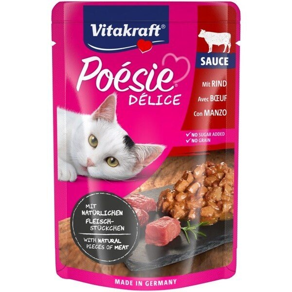Vitakraft Po&eacute;sie D&eacute;lice Beef, Kissan m&auml;rk&auml;ruoka, Adult, Viljaton, 85 g