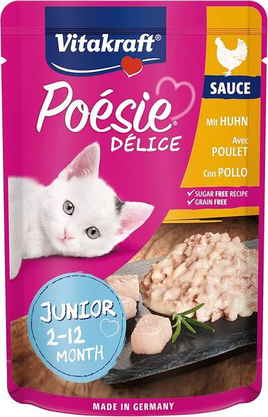 Vitakraft Po&eacute;sie D&eacute;lice Junior Chicken, Kissan m&auml;rk&auml;ruoka, 85 g