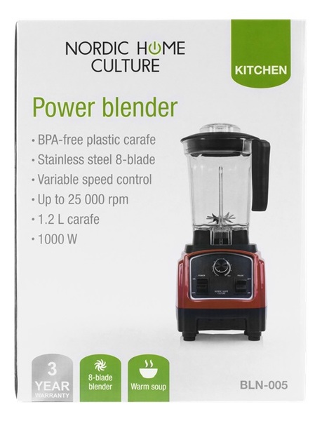 NORDIC HOME CULTURE power blender, 1000W, upp till 25000 rpm, r&ouml;d