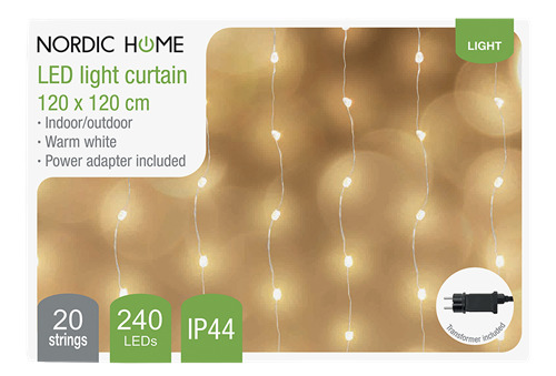Curtain lights, 120x120 cm, 4m, adapter,240LED, WW