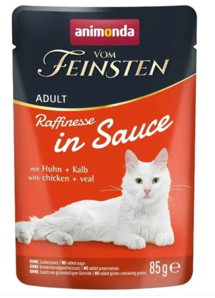 Animonda Vom Feinsten Raffinesse in Sauce with Chicken + Veal, V&aring;tfoder f&ouml;r katt, Adult, 85 g
