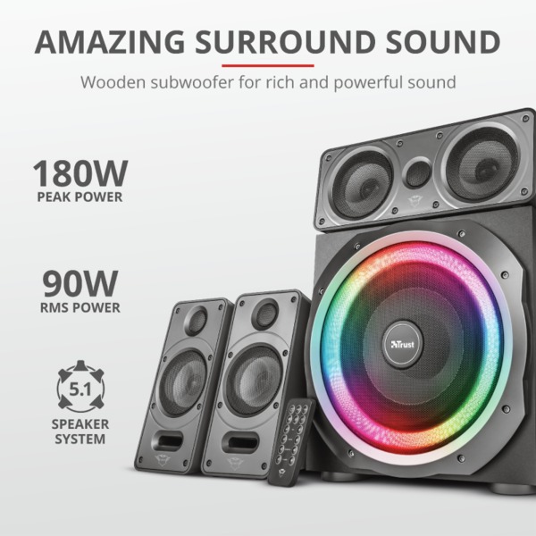 Trust GXT 698 Torro RGB-Illuminated 5.1 Speaker Set